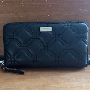 Kate Spade Black Geometric Quilted Wallet